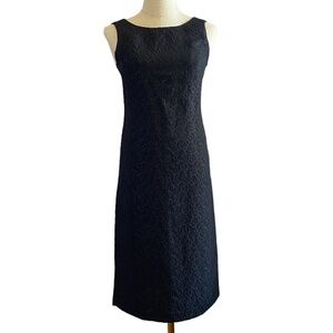 J. Peterman Brocade Floral Black Shift Dress, Size 0